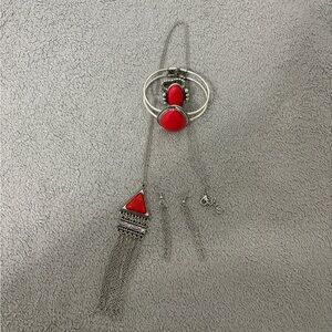 Elegant Red and Silver Jewelry Set